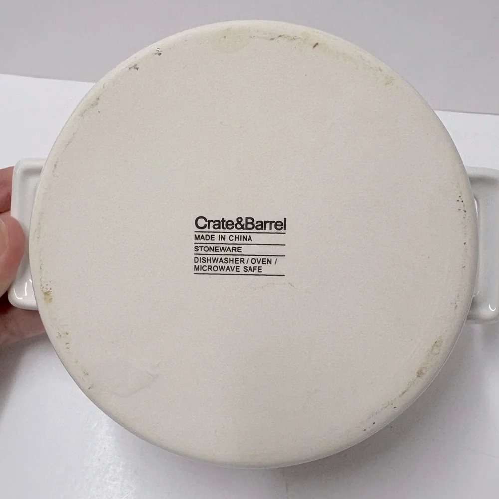 Crate & Barrel Small Covered Casserole Dishes Stoneware Baker Lot of 2